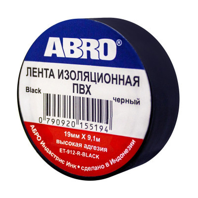 ABRO ET-914-BLK-R Изолента термостойкая 18,2м чёрная ET-914 (10шт)