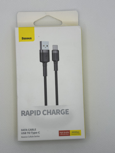 Baseus CATKLFBG1 Кабель USB BASEUS Cafule USB-TYPE C. 3A, 1m серый черный