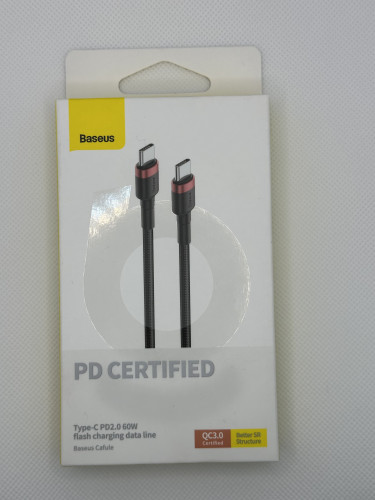 Baseus CATKLFG91 Кабель USB BASEUS Cafule TYPE C-TYPE C. 3A, 1m красный  черный
