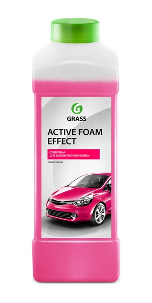 GRASS 113110 Активная пена Active Foam Effect для бесконтакной мойки, удаляет грязь, масло, следы от насекомых, расход 1:50-1:100 для пеногенератора, 1:2-1:6 в пенокомплект, 1 л
