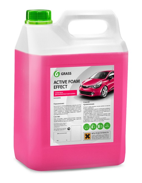 GRASS 113111 Активная пена Active Foam Effect для бесконтакн. мойки, удаляет грязь, масло, следы от насекомых, расход 1:50-1:100 для пеногенератора, 1:2-1:6 в пенокомплект, 6 кг