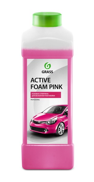 GRASS 113120 Активная пена Active Foam Pink для бесконтакной мойки, удаляет грязь, масло, следы от насекомых, расход 1:50-1:100 для пеногенератора, 1:2- 1:6 в пенокомплект, 1 л