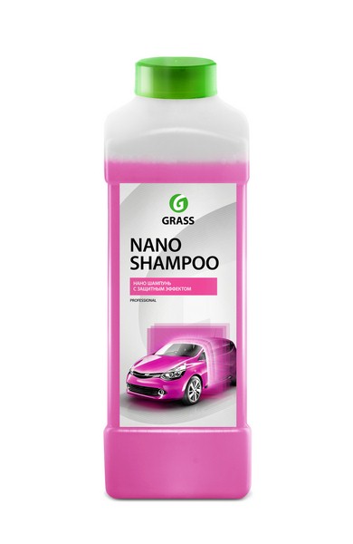 GRASS 136101 Шампунь автомобильный Nano Shampoo для ручной и бесконт. мойки, защищает кузов от воды, грязи, обледенения, расход 100мл/л в пенокомплект, 50мл/10л для ручной мойки, 1 л
