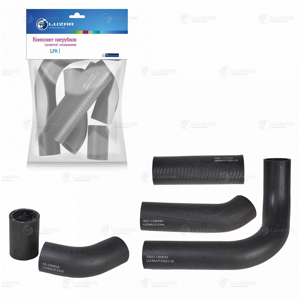 Luzar LPK 0302 Кмпл патрубков охл. для а/м ГАЗ 3302 ГАЗель (402) (EPDM, 5шт.) 