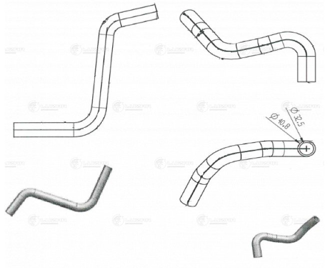Luzar LPK 0552 Кмпл патрубков охл. для ам Chevrolet Lacetti (04-) 1.4i1.6i1.8i (EPDM, 2шт.) 