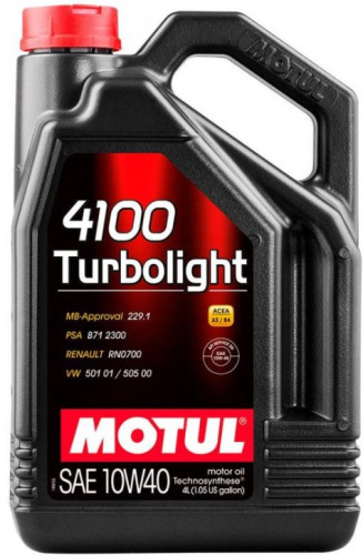 MOTUL 112933 Масло моторное полусинтетическое 4100 TURBOLIGHT 10W-40 4L