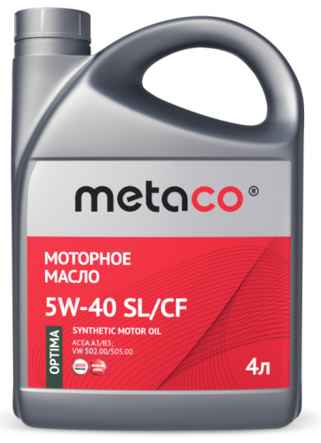 Metaco 888-1301-0004 Масло моторное METACO OPTIMA 5W-40 SLCF 4L API SLCF, ACEA A3В3, MB 229.3226.5, BMW Longlife-01, VW 502.00505.00, FIAT 9.55535 M2