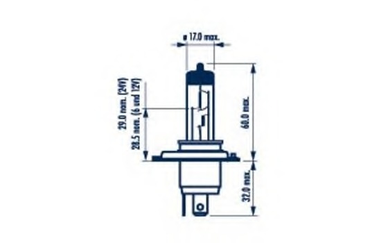 Narva 48892 Лампа STANDARD 24V H4 7570W P43t (картон) (1 шт.)